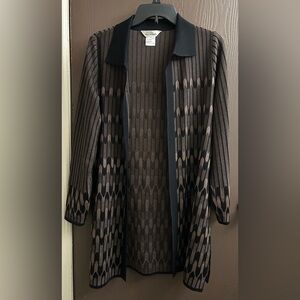 Exclusively Misook Elegant Black and Brown Womens Size Small Open Cardigan